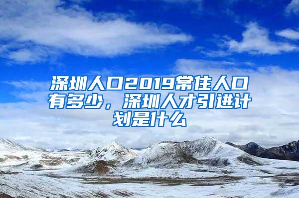 深圳人口2019常住人口有多少，深圳人才引进计划是什么