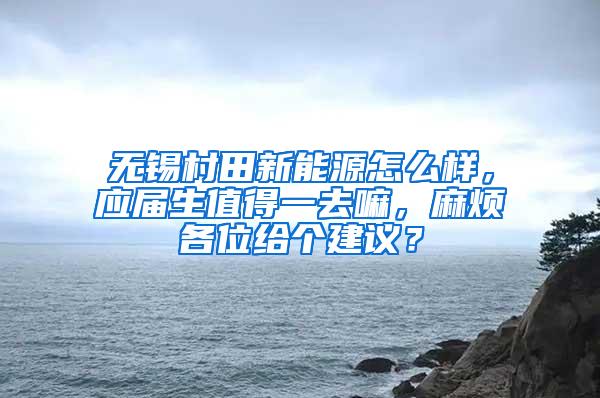 无锡村田新能源怎么样，应届生值得一去嘛，麻烦各位给个建议？