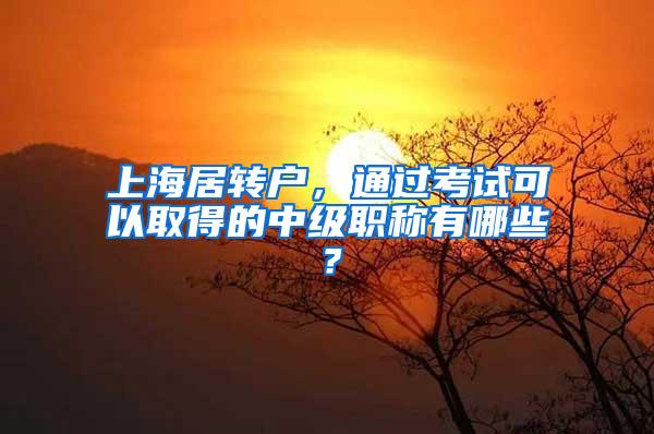 上海居转户，通过考试可以取得的中级职称有哪些？