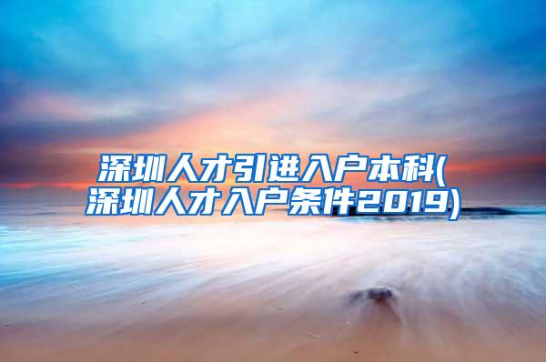 深圳人才引进入户本科(深圳人才入户条件2019)