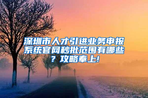 深圳市人才引进业务申报系统官网秒批范围有哪些？攻略奉上!