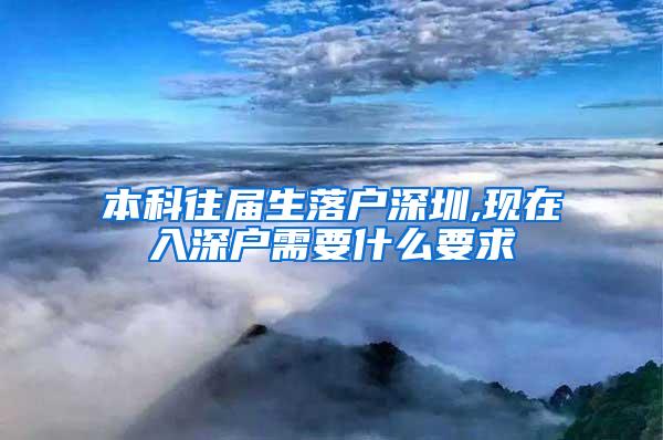 本科往届生落户深圳,现在入深户需要什么要求