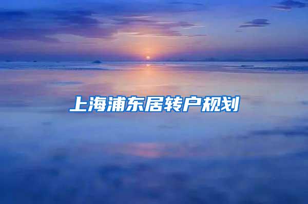 上海浦东居转户规划