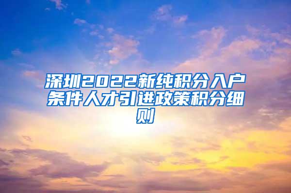 深圳2022新纯积分入户条件人才引进政策积分细则