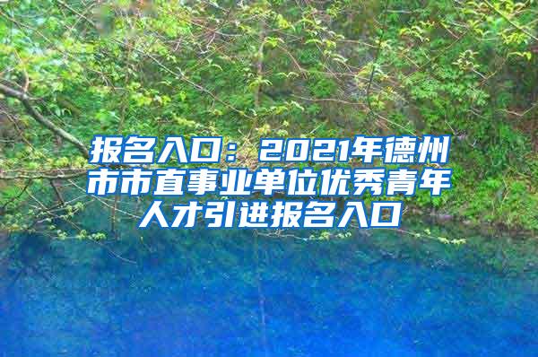 报名入口：2021年德州市市直事业单位优秀青年人才引进报名入口