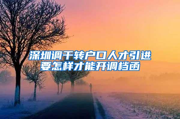 深圳调干转户口人才引进要怎样才能开调档函