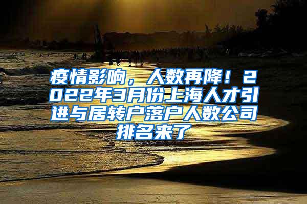 疫情影响，人数再降！2022年3月份上海人才引进与居转户落户人数公司排名来了