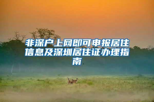 非深户上网即可申报居住信息及深圳居住证办理指南