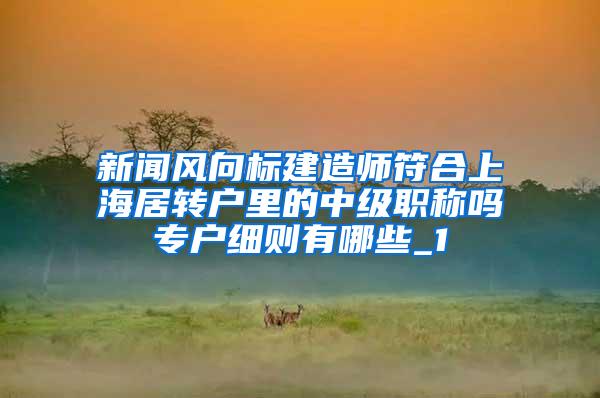 新闻风向标建造师符合上海居转户里的中级职称吗专户细则有哪些_1