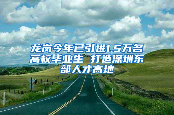 龙岗今年已引进1.5万名高校毕业生 打造深圳东部人才高地