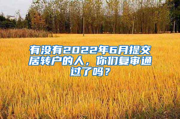 有没有2022年6月提交居转户的人，你们复审通过了吗？