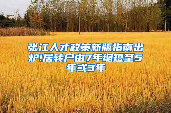 张江人才政策新版指南出炉!居转户由7年缩短至5年或3年