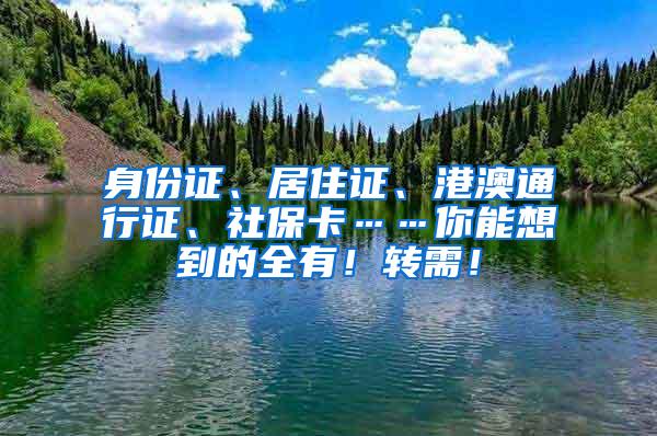 身份证、居住证、港澳通行证、社保卡……你能想到的全有！转需！