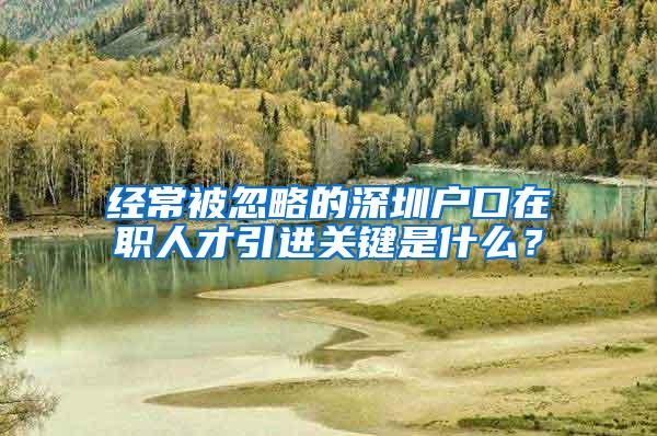 经常被忽略的深圳户口在职人才引进关键是什么？