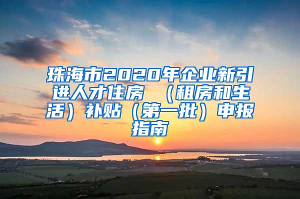 珠海市2020年企业新引进人才住房 （租房和生活）补贴（第一批）申报指南