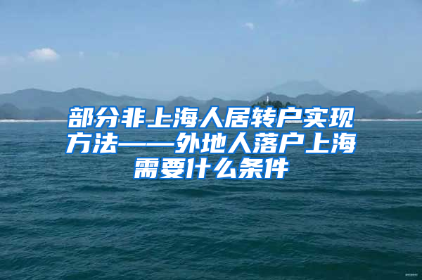 部分非上海人居转户实现方法——外地人落户上海需要什么条件