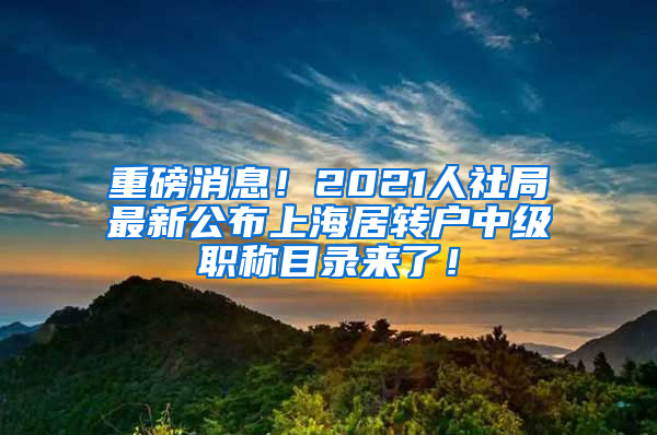 重磅消息！2021人社局最新公布上海居转户中级职称目录来了！