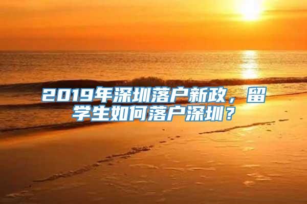 2019年深圳落户新政，留学生如何落户深圳？