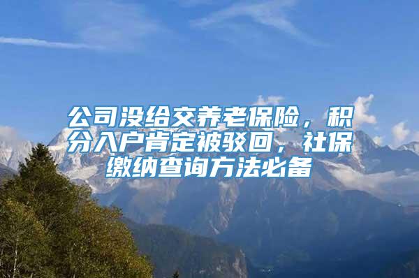 公司没给交养老保险，积分入户肯定被驳回，社保缴纳查询方法必备