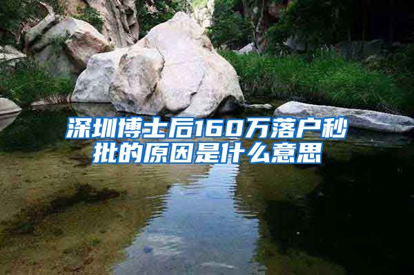 深圳博士后160万落户秒批的原因是什么意思