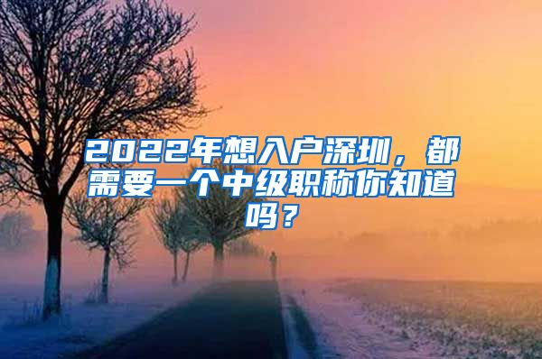 2022年想入户深圳，都需要一个中级职称你知道吗？