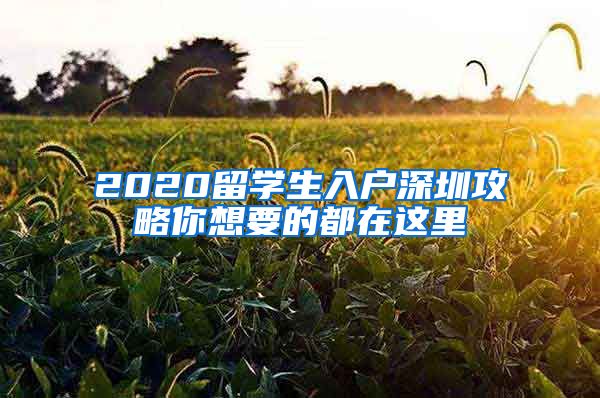 2020留学生入户深圳攻略你想要的都在这里