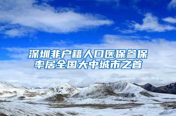 深圳非户籍人口医保参保率居全国大中城市之首