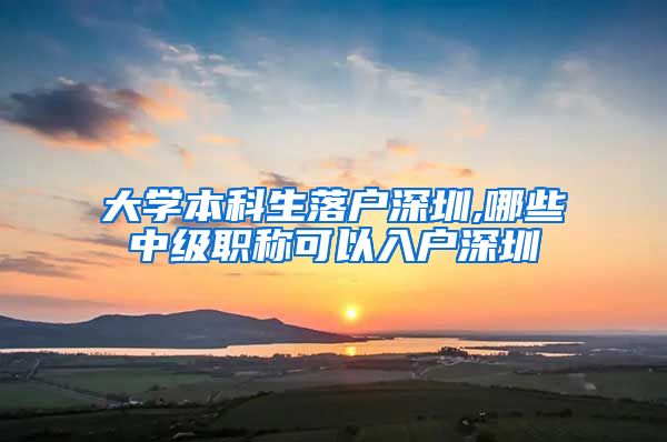 大学本科生落户深圳,哪些中级职称可以入户深圳