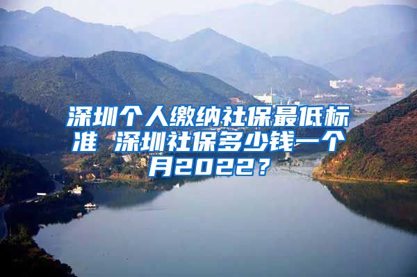 深圳个人缴纳社保最低标准 深圳社保多少钱一个月2022？