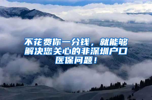 不花费你一分钱，就能够解决您关心的非深圳户口医保问题！