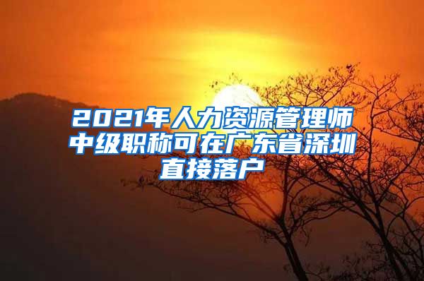 2021年人力资源管理师中级职称可在广东省深圳直接落户