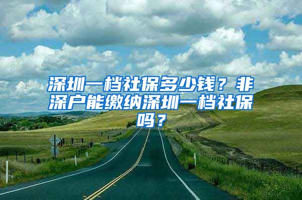 深圳一档社保多少钱？非深户能缴纳深圳一档社保吗？