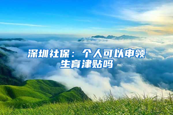 深圳社保：个人可以申领生育津贴吗