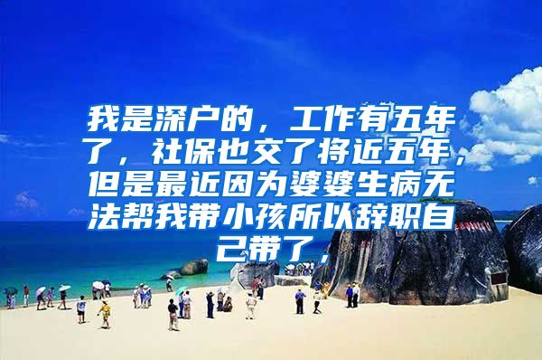 我是深户的，工作有五年了，社保也交了将近五年，但是最近因为婆婆生病无法帮我带小孩所以辞职自己带了，