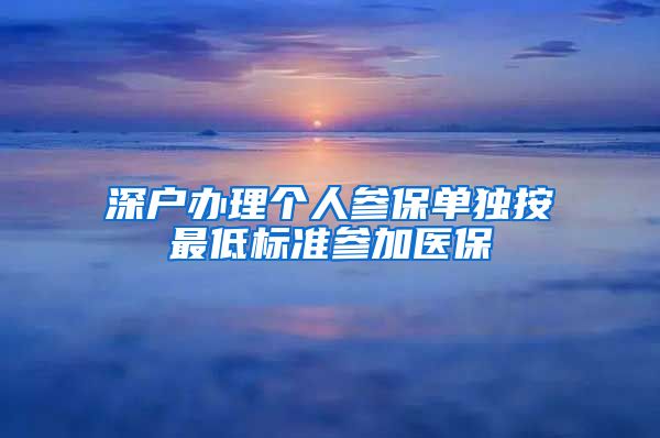 深户办理个人参保单独按最低标准参加医保