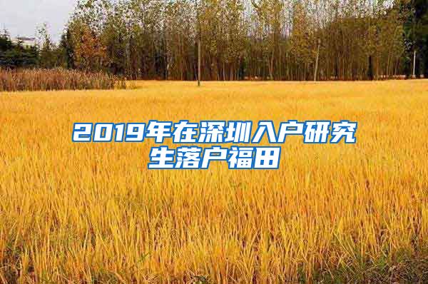 2019年在深圳入户研究生落户福田