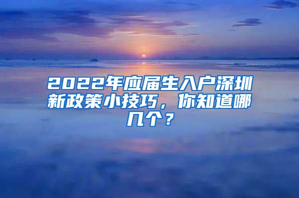 2022年应届生入户深圳新政策小技巧，你知道哪几个？