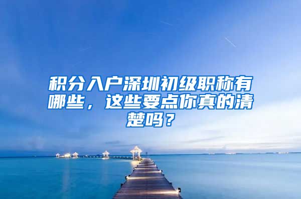 积分入户深圳初级职称有哪些，这些要点你真的清楚吗？