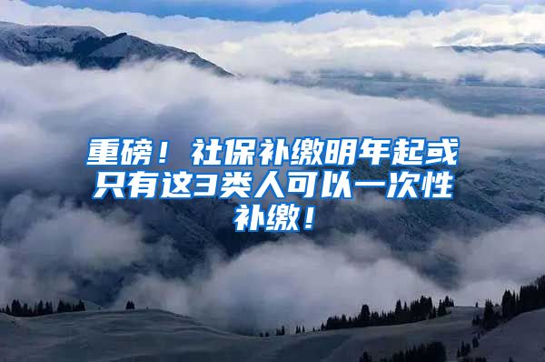 重磅！社保补缴明年起或只有这3类人可以一次性补缴！