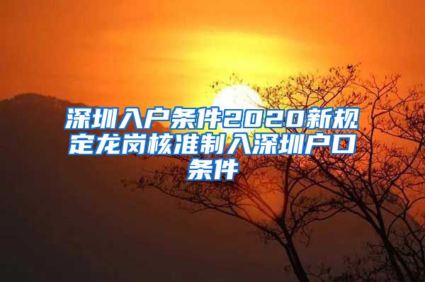 深圳入户条件2020新规定龙岗核准制入深圳户口条件