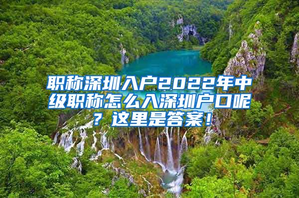 职称深圳入户2022年中级职称怎么入深圳户口呢？这里是答案！