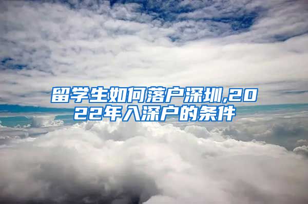 留学生如何落户深圳,2022年入深户的条件