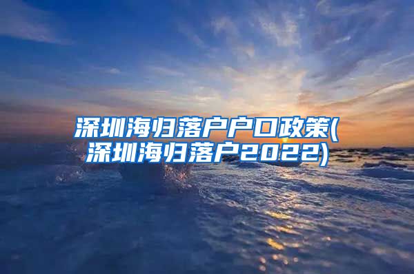 深圳海归落户户口政策(深圳海归落户2022)