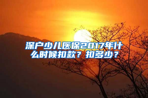 深户少儿医保2017年什么时候扣款？扣多少？