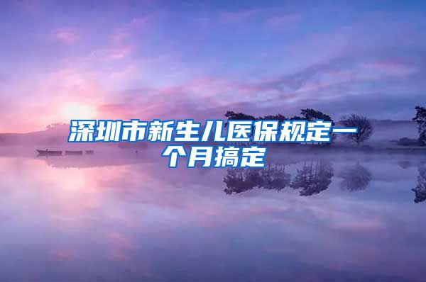 深圳市新生儿医保规定一个月搞定