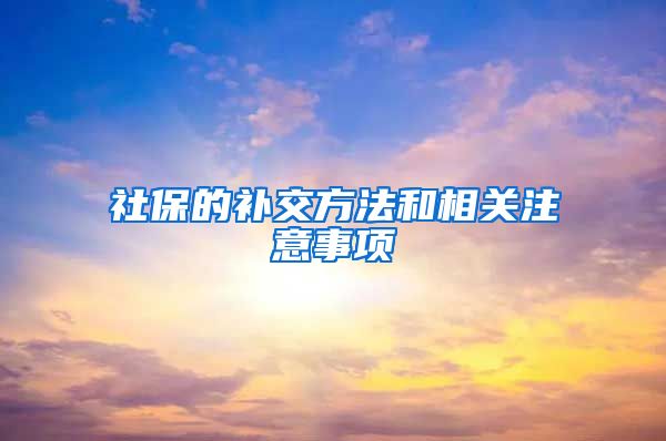 社保的补交方法和相关注意事项