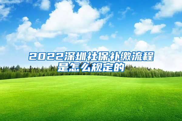 2022深圳社保补缴流程是怎么规定的