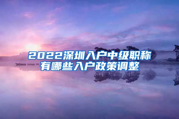 2022深圳入户中级职称有哪些入户政策调整