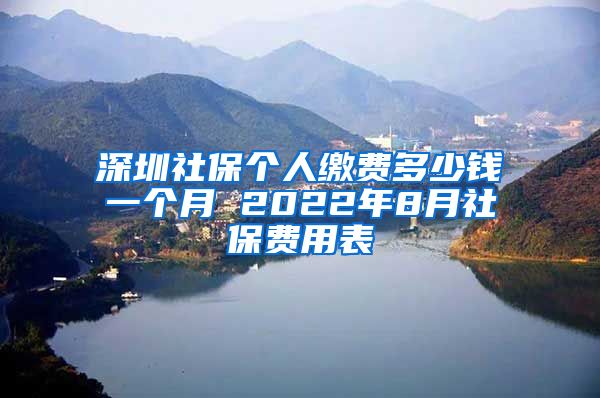 深圳社保个人缴费多少钱一个月 2022年8月社保费用表