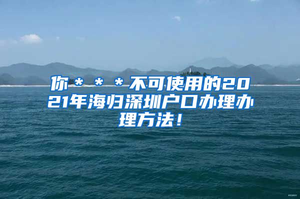 你＊＊＊不可使用的2021年海归深圳户口办理办理方法！